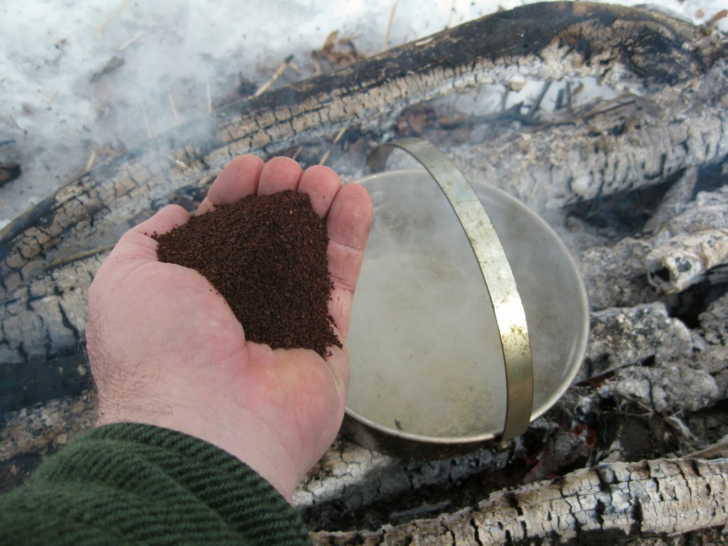 Careful camp coffee measure, two hand fulls per quart.